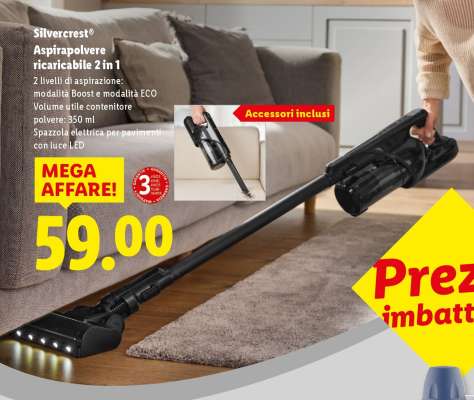 Silvercrest® Aspirapolvere ricaricabile 2 in 1