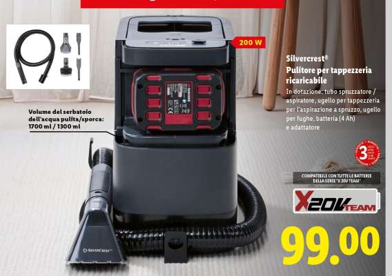 Silvercrest® Pulitore per tappezzeria ricaricabile