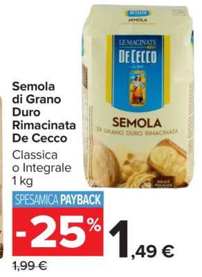 Semola di Grano Duro Rimacinata De Cecco