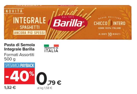 PASTA DI SEMOLA INTEGRALE BARILLA