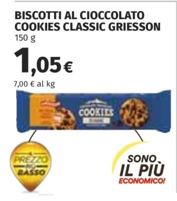 BISCOTTI AL CIOCCOLATO COOKIES CLASSIC GRIESSON