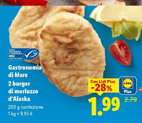 Gastronomia di Mare 2 burger di merluzzo d'Alaska