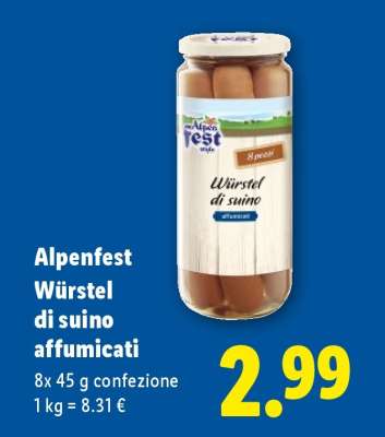Alpenfest Würstel di suino affumicati