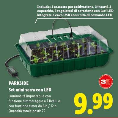 PARKSIDE Set mini serra con LED