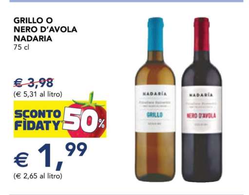 GRILLO O NERO D’AVOLA NADARIA 75 cl