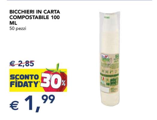 BICCHIERI IN CARTA COMPOSTABILE 100 ML