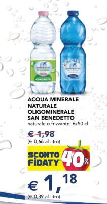 ACQUA MINERALE NATURALE OLIGOMINERALE SAN BENEDETTO