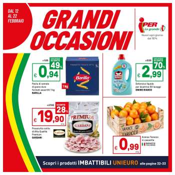 Volantino Iper, La grande i - 12/2/2026 - 22/2/2026.