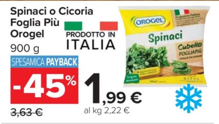 Spinaci o Cicoria Foglia Più Orogel