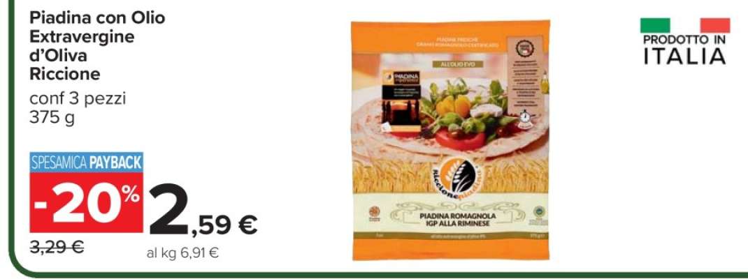 Piadina con Olio Extravergine d'Oliva Riccione