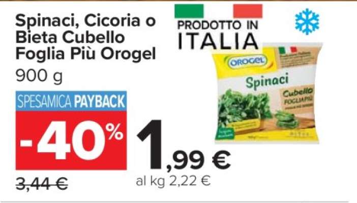 Spinaci, Cicoria o Bieta Cubello Foglia Più Orogel