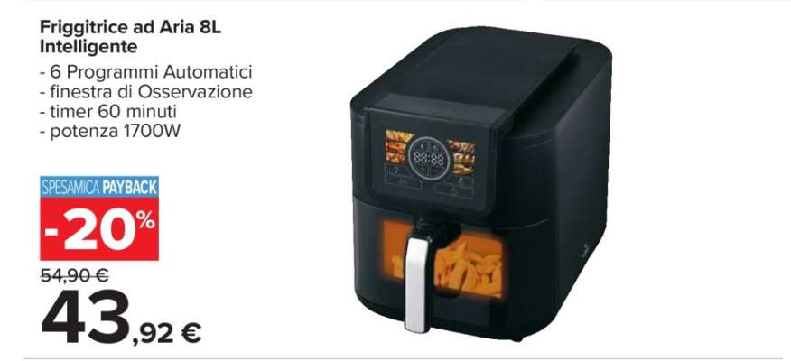 Friggitrice ad Aria 8L Intelligente