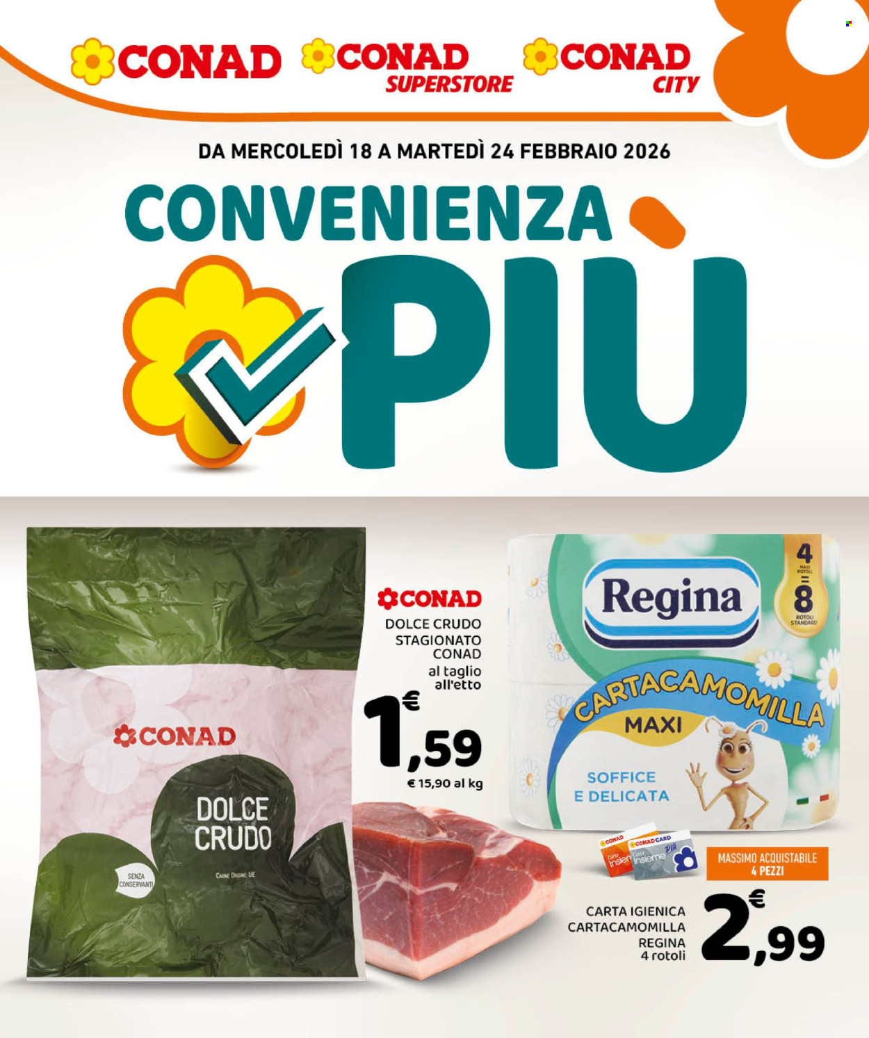 Volantino Conad - 18/2/2026 - 24/2/2026. Pagina 1