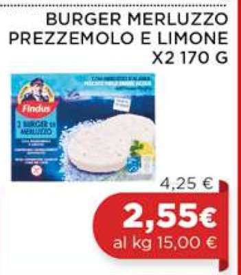 BURGER MERLUZZO PREZZEMOLO E LIMONE X2 170 G