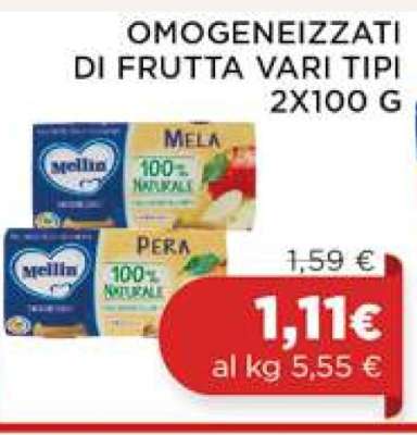 Omogeneizzati di frutta vari tipi