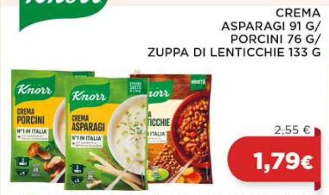 Knorr Crema Asparagi/Porcini/Zuppa di Lenticchie