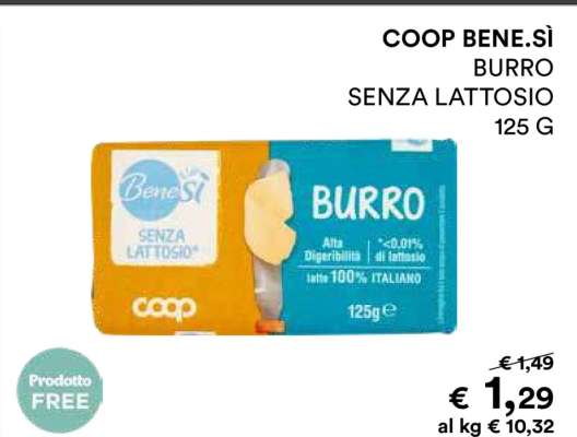 COOP BENE.SÌ BURRO SENZA LATTOSIO 125 G