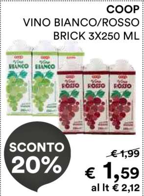 COOP VINO BIANCO/ROSSO BRICK 3X250 ML