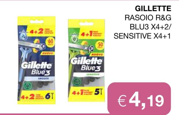 GILLETTE RASOIO R&G BLU3 X4+2/ SENSITIVE X4+1