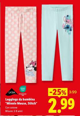 Leggings da bambina "Minnie Mouse, Stitch"