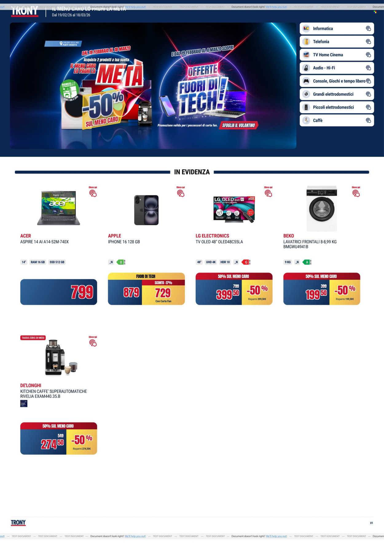 Volantino Trony - 19/2/2026 - 18/3/2026. Pagina 1