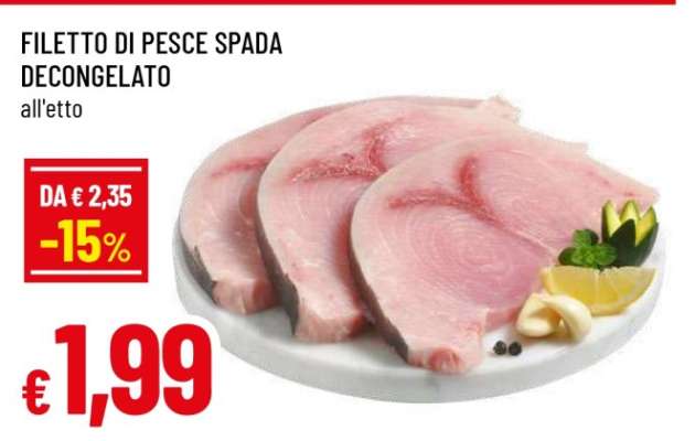 FILETTO DI PESCE SPADA DECONGELATO