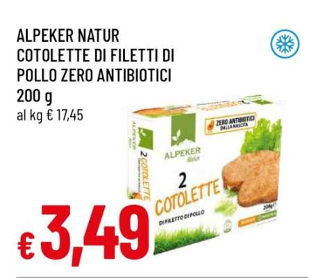 ALPEKER NATUR COTOLETTE DI FILETTI DI POLLO ZERO ANTIBIOTICI