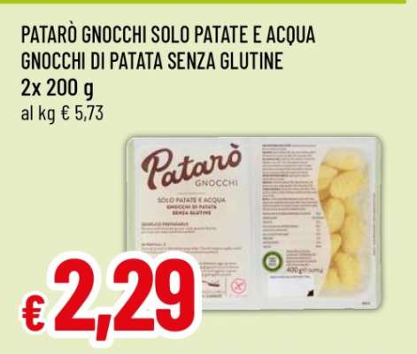 Patarò Gnocchi Solo Patate e Acqua