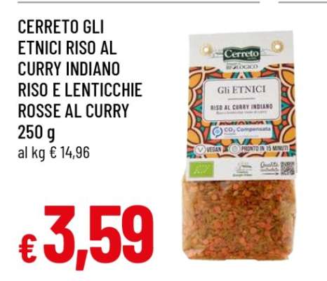CERRETO GLI ETNICI RISO AL CURRY INDIANO RISO E LENTICCHIE ROSSE AL CURRY