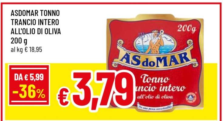ASDOMAR TONNO TRANCIO INTERO ALL'OLIO DI OLIVA