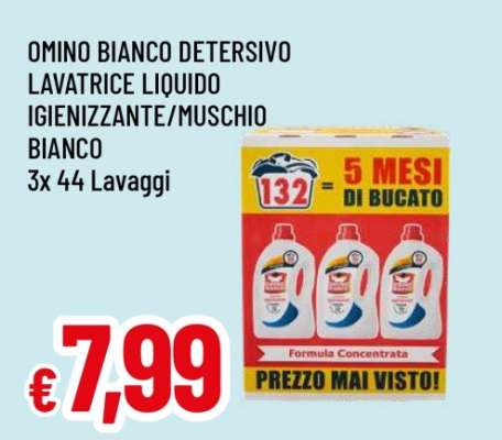 OMINO BIANCO DETERSIVO LAVATRICE LIQUIDO IGIENIZZANTE/MUSCHIO BIANCO