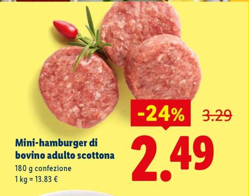 Mini hamburger di bovino adulto scottona