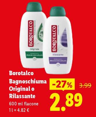 Borotalco Bagnoschiuma Original o Rilassante