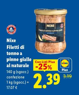Nixe Filetti di tonno a pinne gialle al naturale
