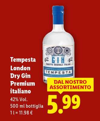 Tempesta London Dry Gin Premium italiano