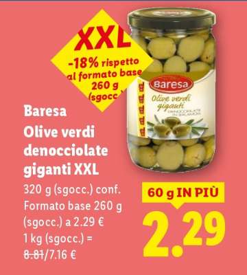 Baresa Olive verdi denocciolate giganti XXL