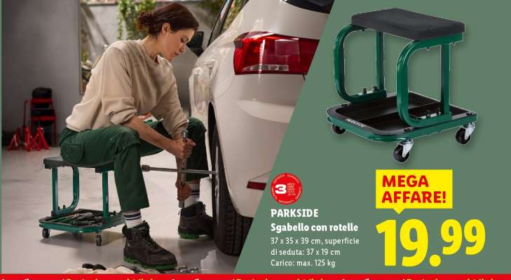 PARKSIDE Sgabello con rotelle