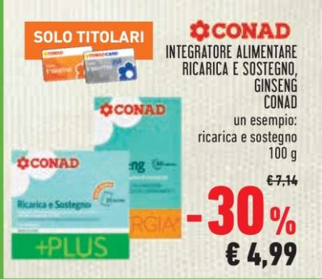 Integratore Alimentare Ricarica e Sostegno, Ginseng Conad