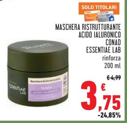 Maschera Ristrutturante Acido Ialuronico Conad Essentiae Lab