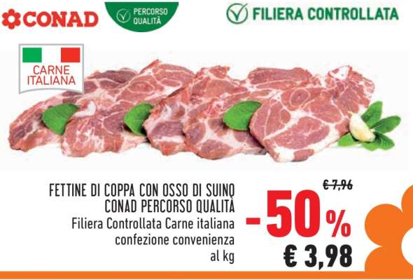 Fettine di coppa con osso di suino Conad Percorso Qualità