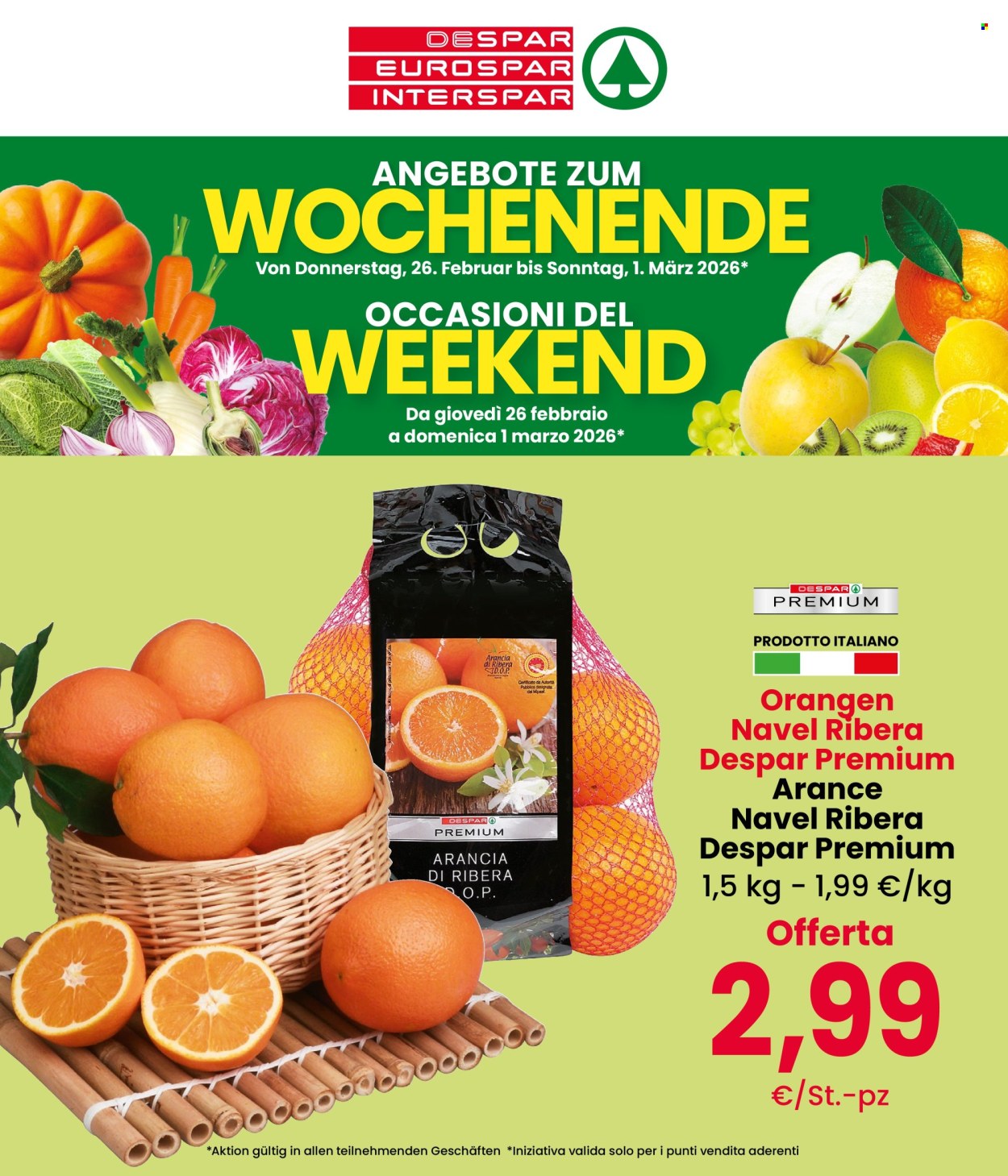 Volantino Eurospar - 26/2/2026 - 1/3/2026. Pagina 1