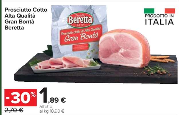 Prosciutto Cotto Alta Qualità Gran Bontà Beretta