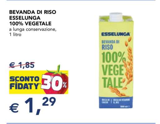 BEVANDA DI RISO ESSELUNGA 100% VEGETALE