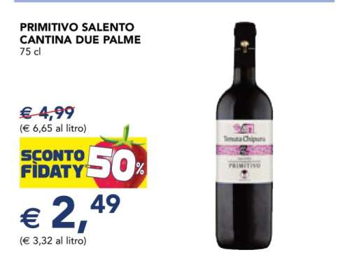 PRIMITIVO SALENTO CANTINA DUE PALME