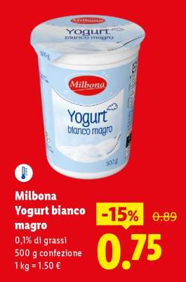 Milbona Yogurt bianco magro