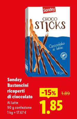Sondey bastoncini ricoperti di cioccolato