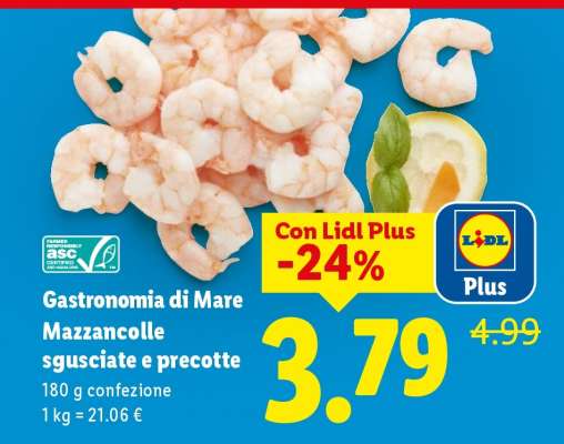 Gastronomia di Mare Mazzancolle sgusciate e precotte