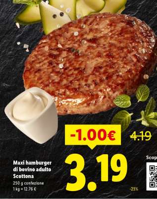 Maxi hamburger di bovino adulto scottona