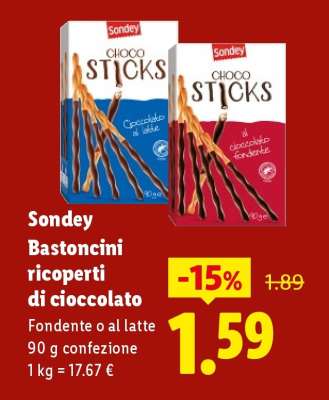 Sondey bastoncini ricoperti di cioccolato