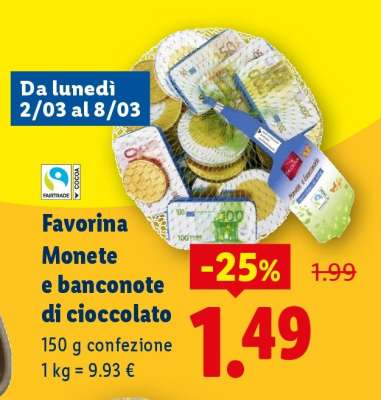 Favorina Monete e banconote di cioccolato